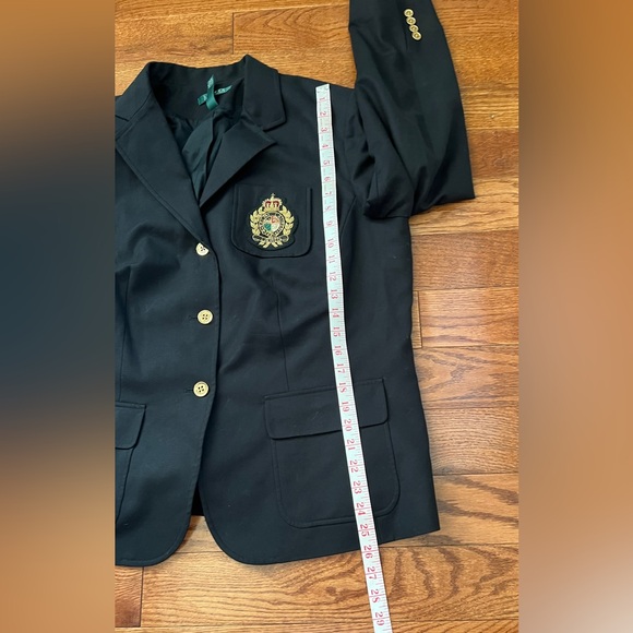 Vintage 90’s Lauren Ralph Lauren Black Blazer 3d Crested Suit Jacket Sz 14 W - Picture 12 of 12